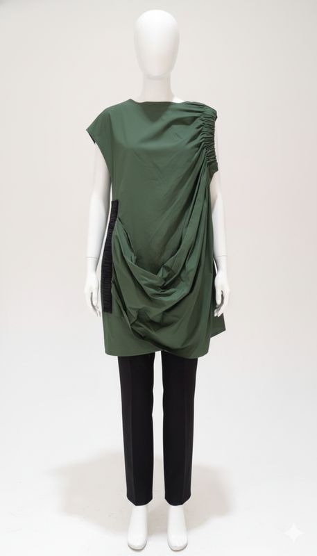 Forest Green Draped Tunic Dress