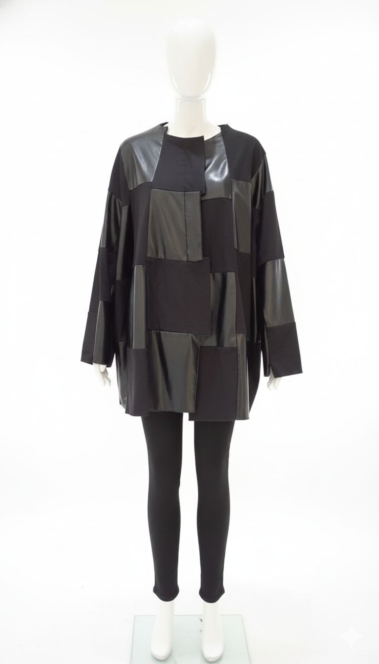 Black Patchwork Oversized Jacket