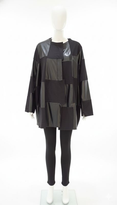 Black Patchwork Oversized Jacket