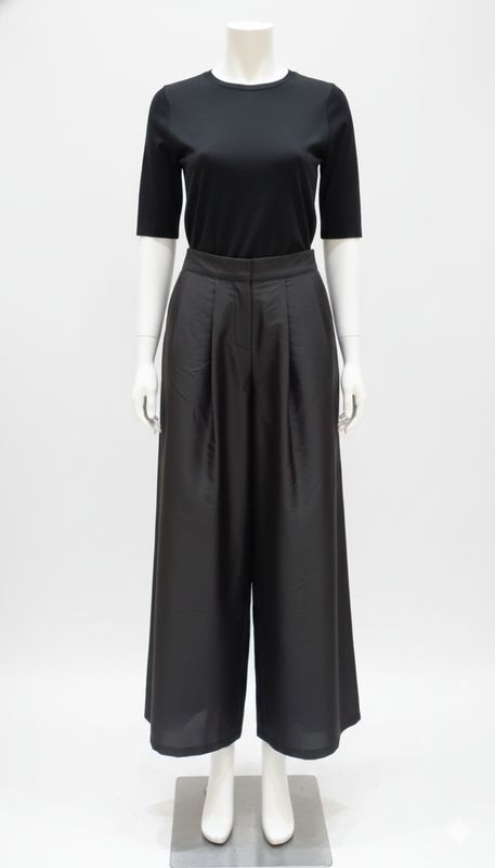 Black Fluid Maxi Wide-Leg Trousers