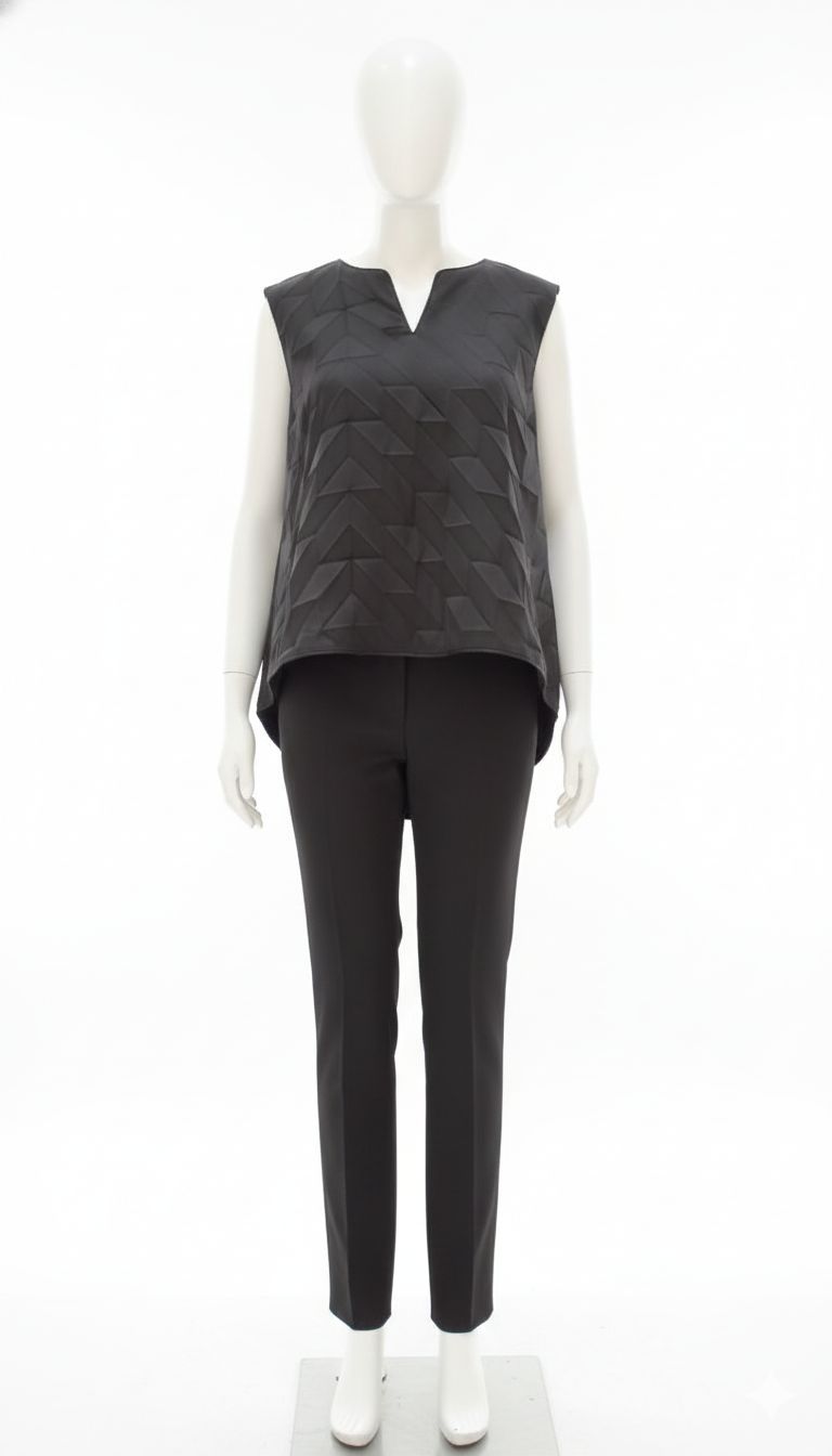 Black Geometric Sculptural Top