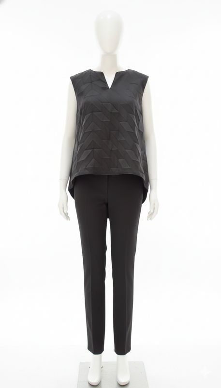 Black Geometric Sculptural Top