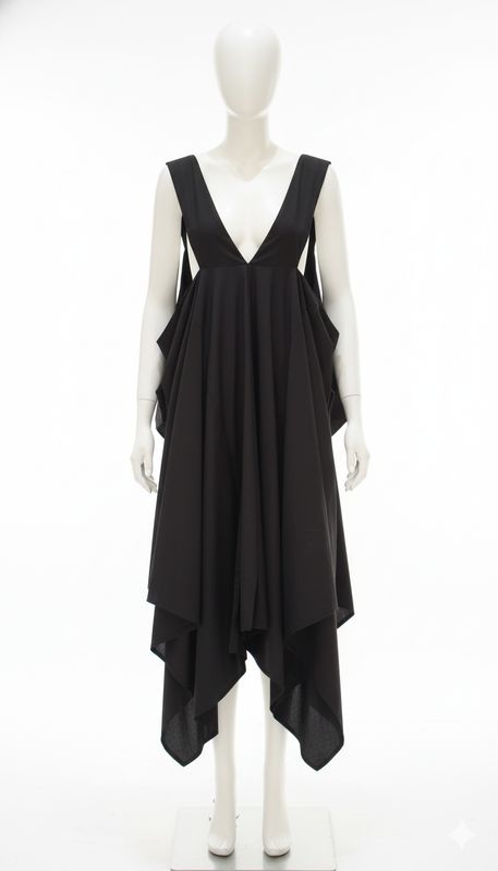 Black Sculptural Draped Tunic