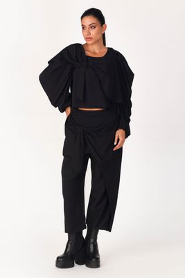 Black Sculptural Cropped Top