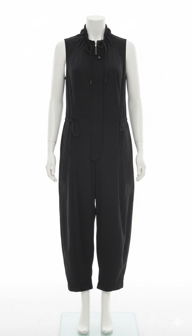 Black Technical Sleeveless Jumpsuit​