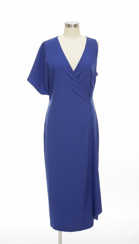 Electric Blue Asymmetrical Wrap Dress