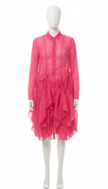 Fuchsia Architectural Ruched Midi Dress