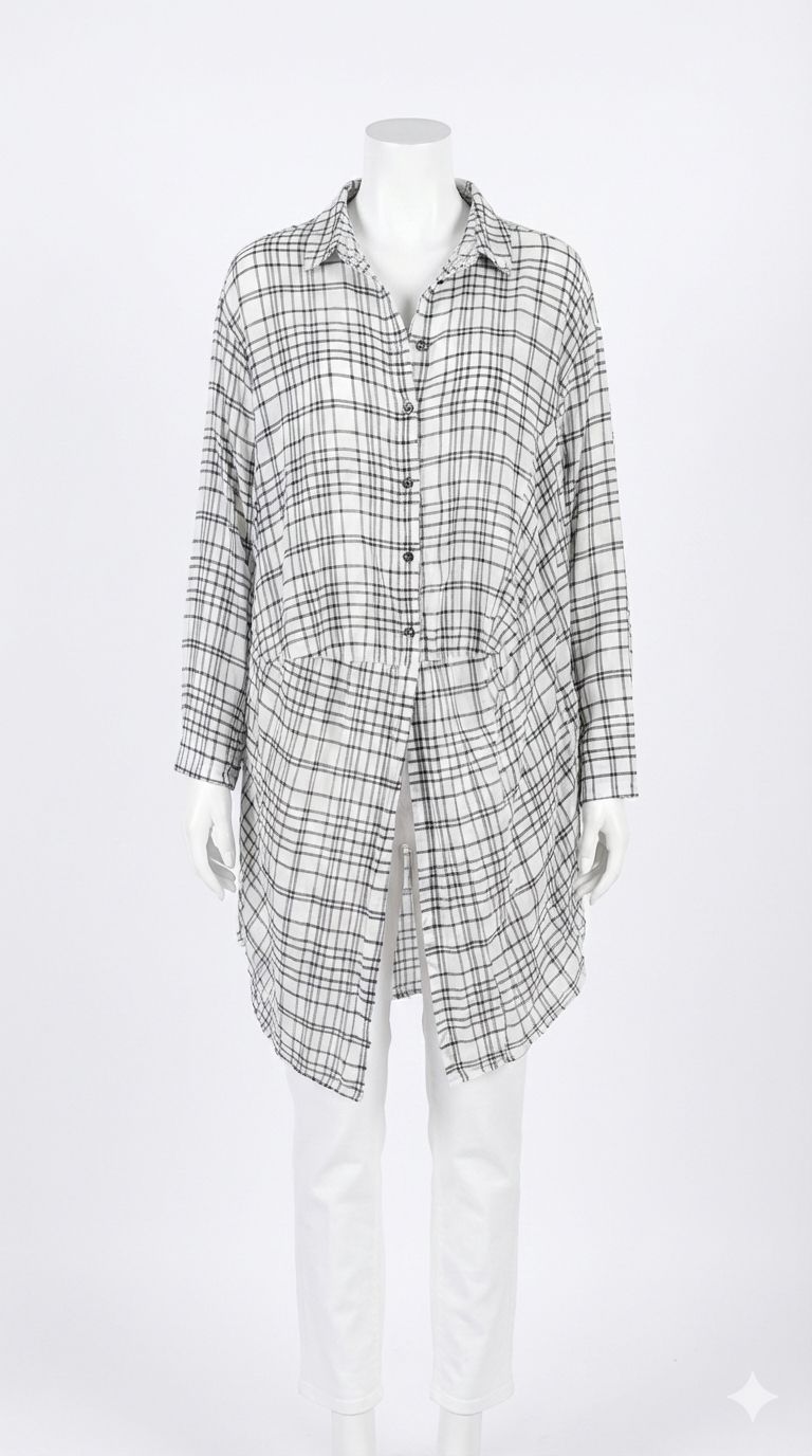 Monochrome Grid Oversized Shirt