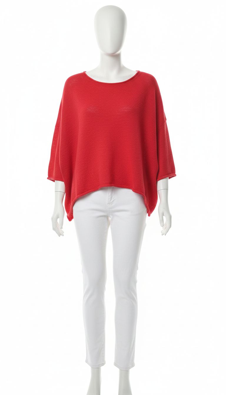 Sunset Red Relaxed Scoop-Neck Knit