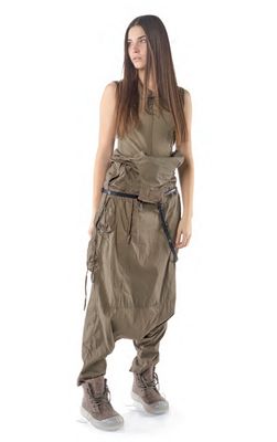 Olive Sleeveless Draped-Neck Top