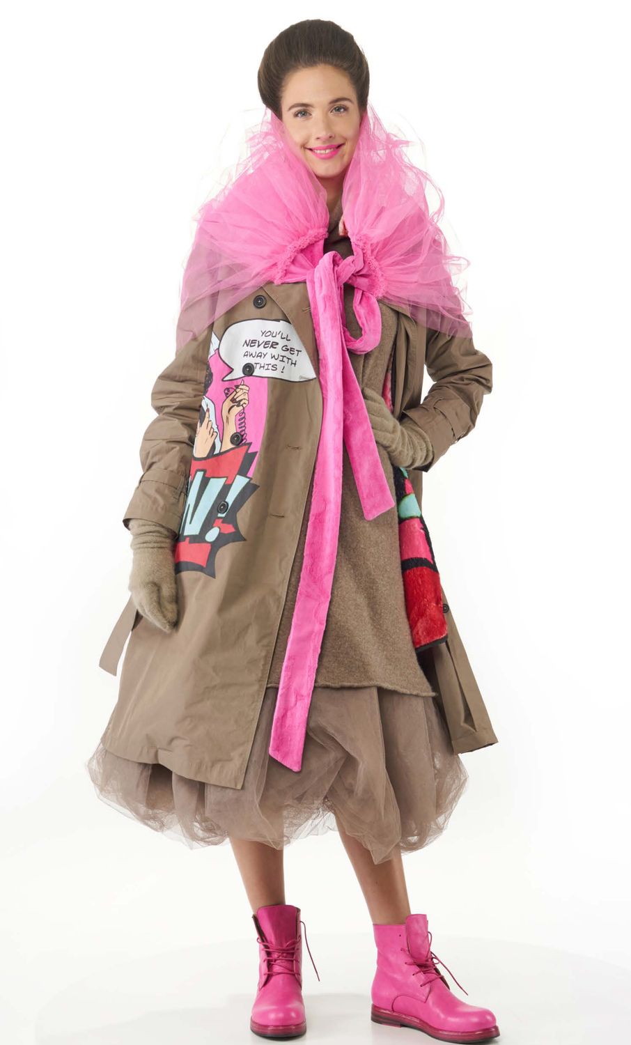 Pink Tulle Statement Wrap Scarf