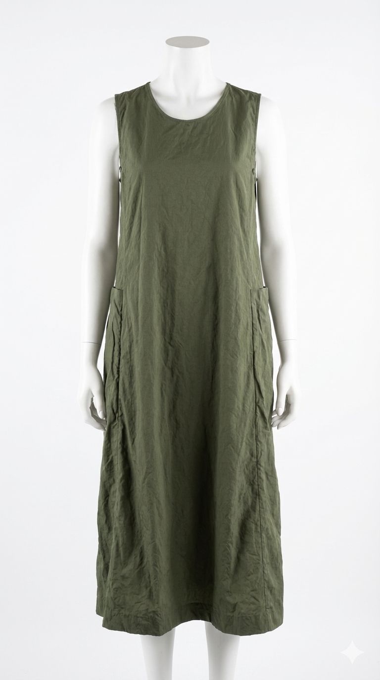 Architectural Linen Midi Dress