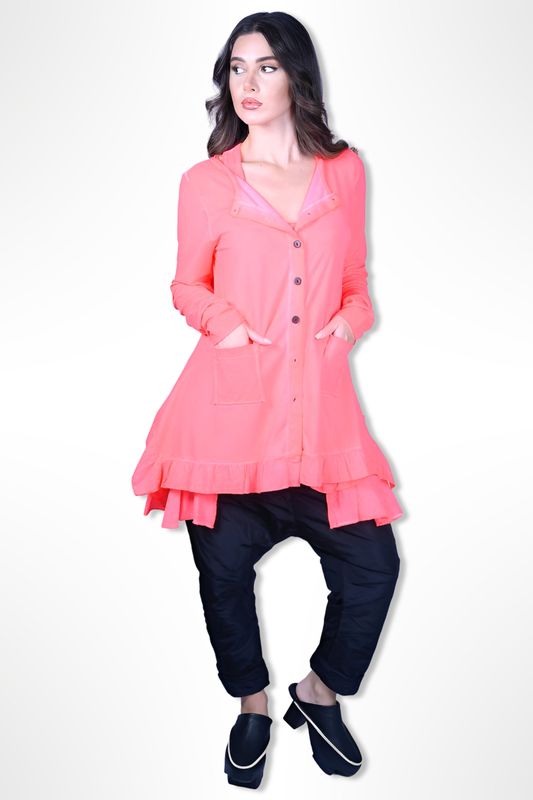 Coral Peplum Hoodie Jacket – Feminine Urban Streetwear