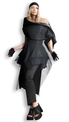 Sculptural Off-Shoulder Black Top – Bold Contemporary Statement