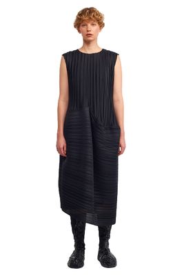 Textured Sleeveless Midi Dress – Minimalist Sculptural Elegance