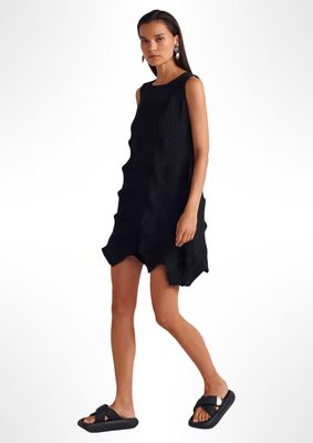 Sculptural Textured Mini Dress – Avant-Garde Minimalist Look