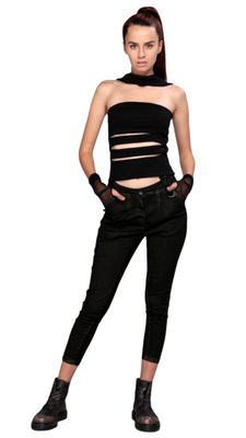 Edgy Black Cutout Tube Top – Bold &amp; Stylish Crop Top