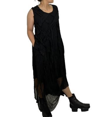 Textured Maxi Woven Dress – Minimal Sleeveless Flow