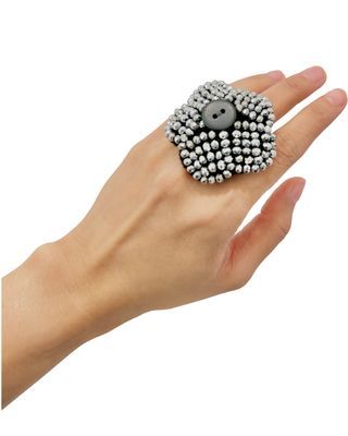 Flower Beaded Statement Ring – Plu Couture Bold Design