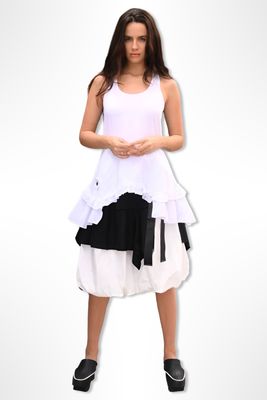 Ruffled Asymmetrical Tank Top – Feminine Minimalist Statement