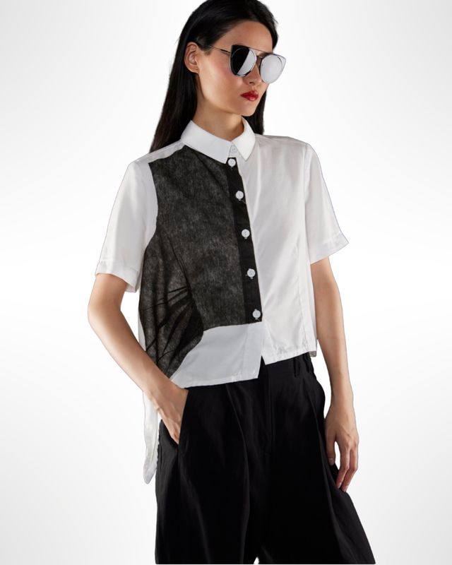 Asymmetrical Contrast Shirt – Modern Urban Streetwear