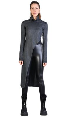 Asymmetrical High-Neck Longline Sweater – Modern Layering Piece