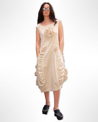 Ruffled Petal Midi Dress – Elegant Feminine Evening Wear