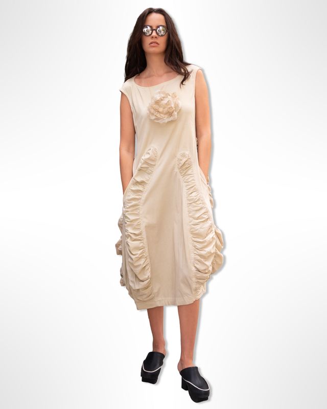 Ruffled Petal Midi Dress – Elegant Feminine Evening Wear