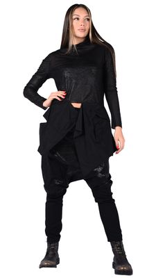 Sheer High Neck Long Sleeve Top – Edgy Transparent Layering Piece