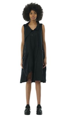 Structured Black Midi Dress – Modern Minimalist Silhouette