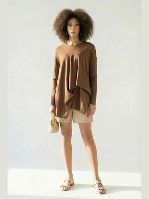 Draped Brown Tunic – Effortless &amp; Earthy Style