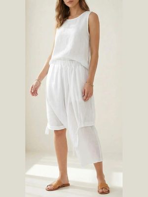 Asymmetrical White Skirt Pants – Modern Chic &amp; Unique Design