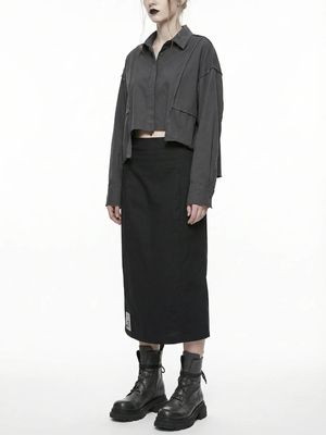 Artistic Twist Draped Midi Banana Skirt