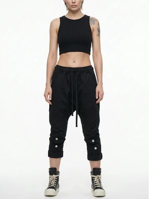 Buttoned Drop-Crotch Tapered Pants – Bold Comfort with an Edge