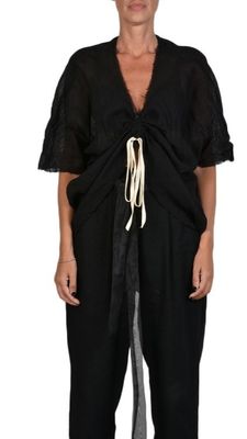 Deconstructed Ruched V-Neck Tunic