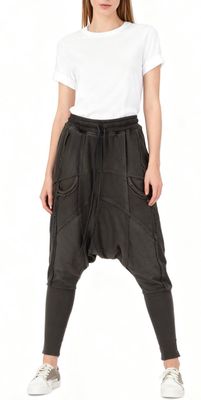 Distressed Patchwork Drop-Crotch Pants