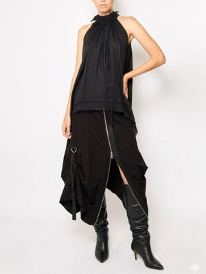 Black High Neck Flowing Tunic – Sleek Modern Elegance