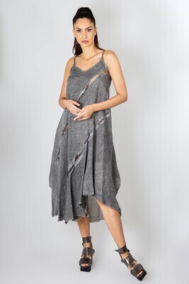 Distressed Asymmetrical Slip Dress – Edgy Contemporary Style