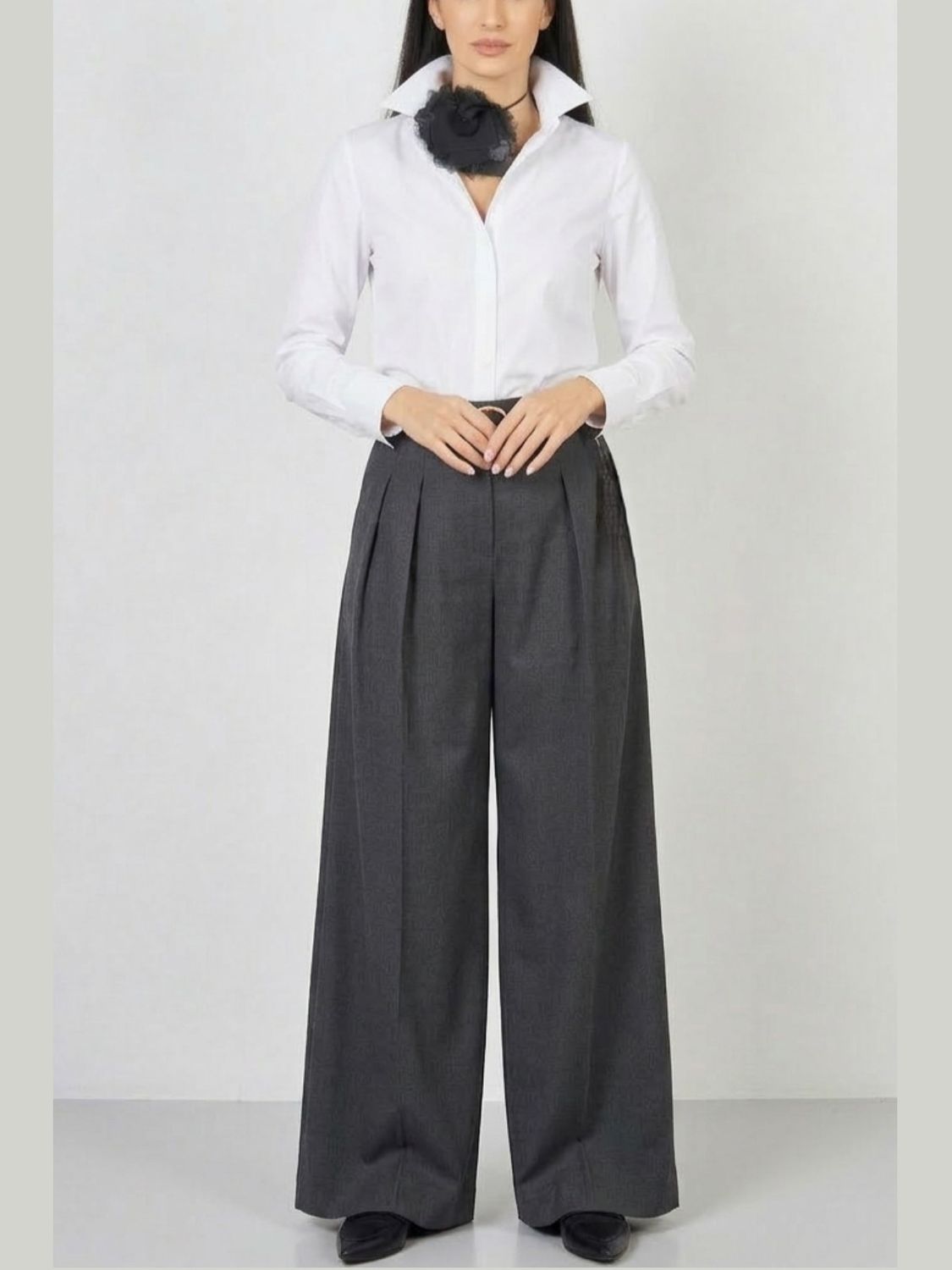 Black Fabric Flower Necklace – Elegant Handmade Statement