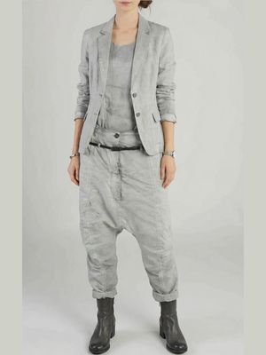 Distressed Grey Drop-Crotch Trousers