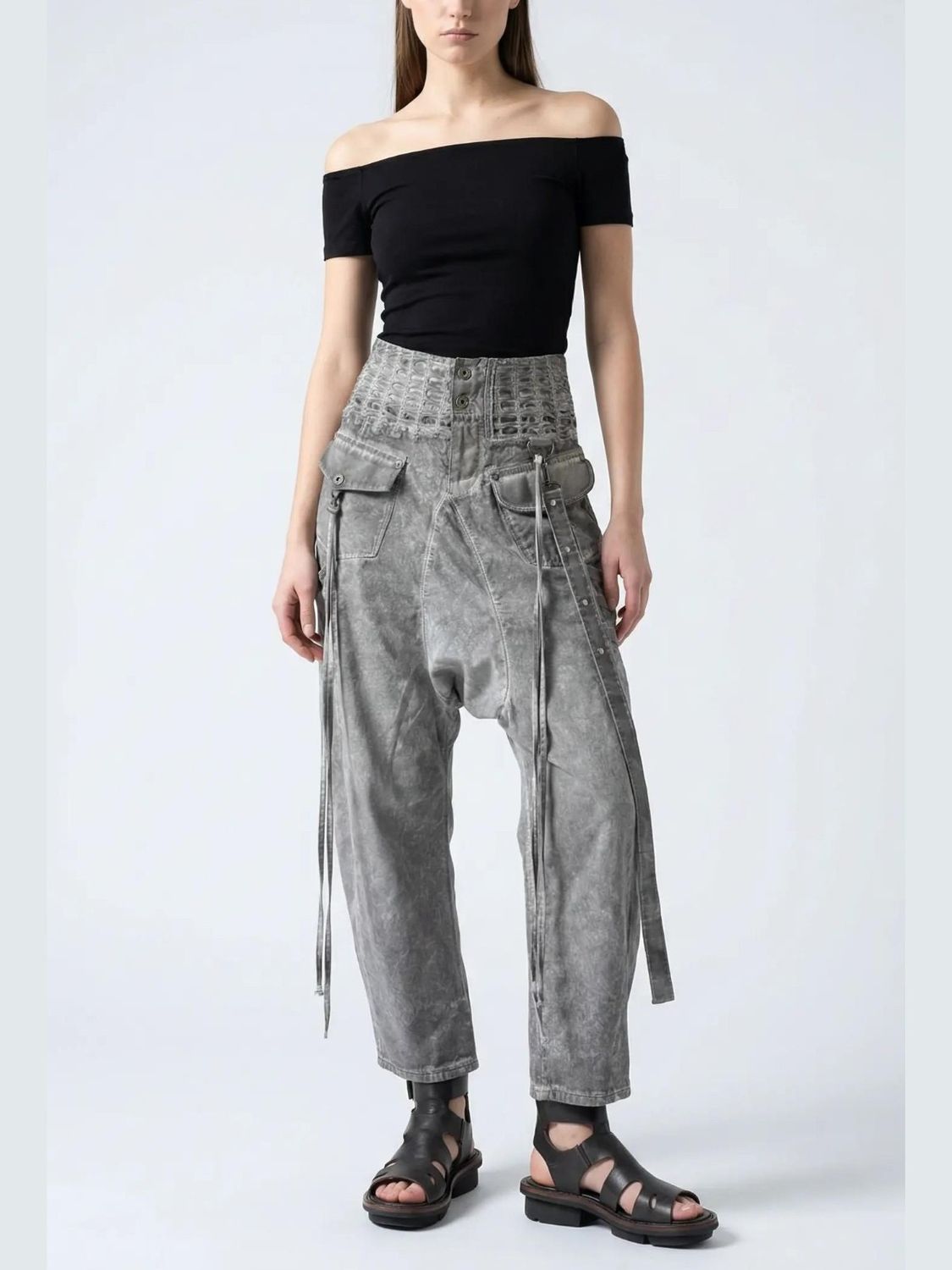 Distressed Utility Harem Pants – Edgy Relaxed Fit Trousers