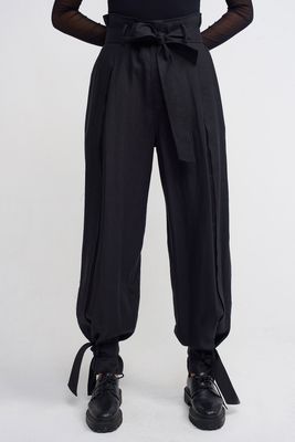 High-Waisted Bow &amp; Ankle Tie Pants – Elegant Feminine Trousers