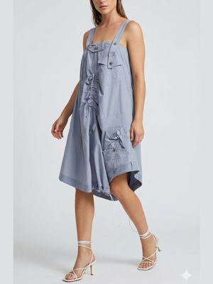 Utility-Inspired Draped Dress – Modern Feminine Utility Style