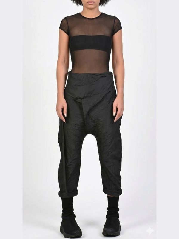 Crinkled Drop-Crotch Pants