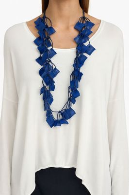 Sculptural Blue Geometric Necklace – Modern Statement Jewelry