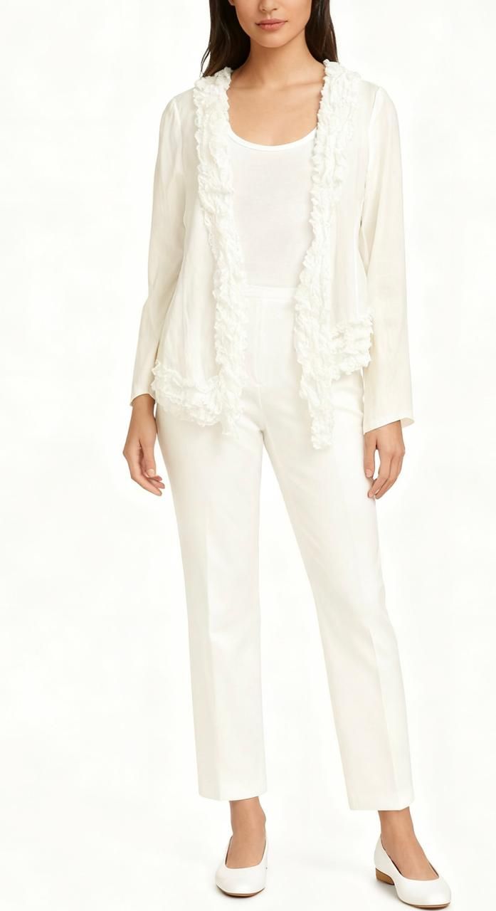 White Ruffled Cardigan