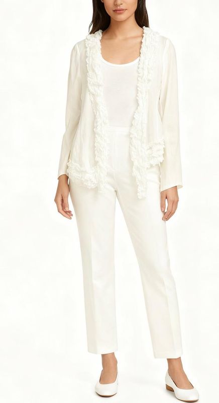 White Ruffled Cardigan