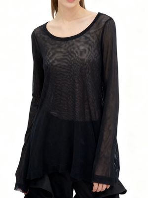 Sheer Mesh Long Sleeve Top – Elegant Minimalist Layering