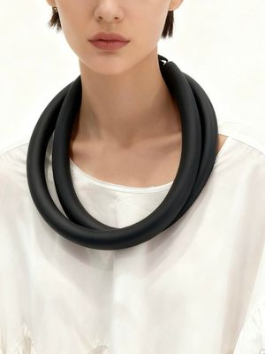 Double Coil Rubber Necklace – Edgy Minimalist Statement Jewelry