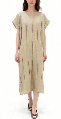 Sand Linen Textured Kaftan Dress